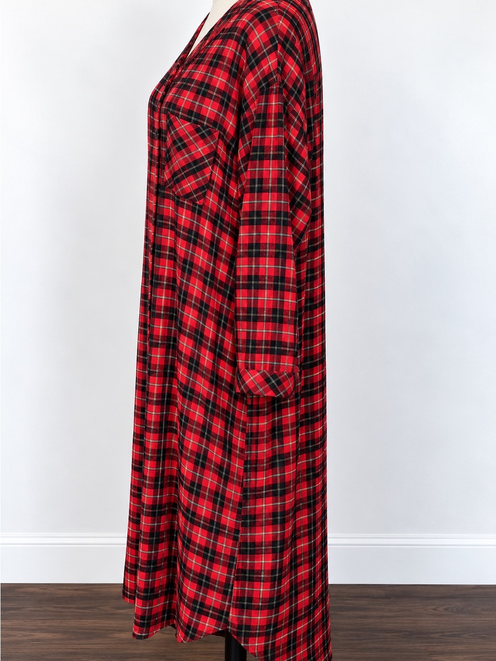 Stafford Women’s Large Plaid 100% Cotton Long Nightshirt - Picture 4 of 6
